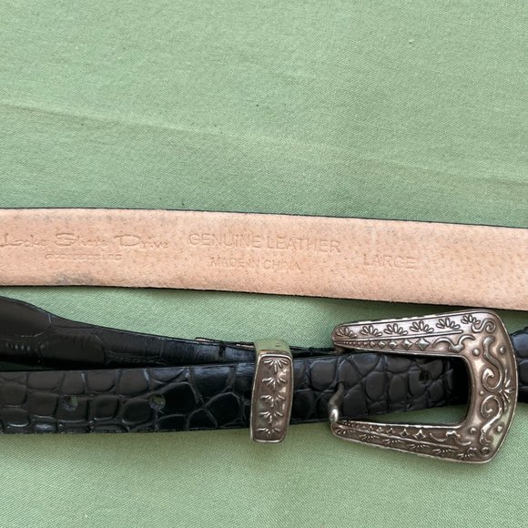 Black BRIGHTON Belt with Silver - Picture 5 of 7